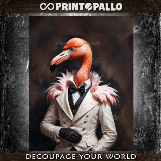 Noble victorian dandy flamingo in tight and bowtie tissue paper (Creator Uploaded)