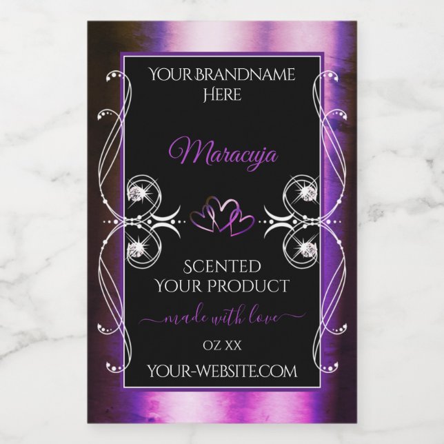 Noble violet noir Étiquettes de produits étincelan (Étiquettes simples)