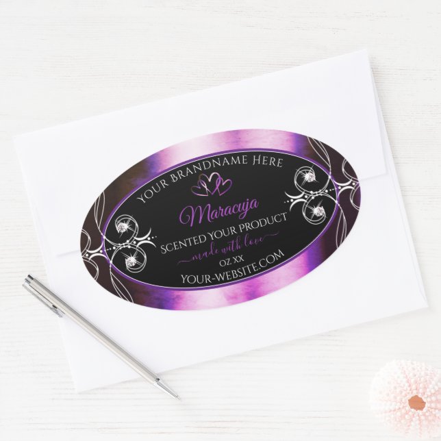 Noble violet noir Étiquettes de produits étincelan (Enveloppe)