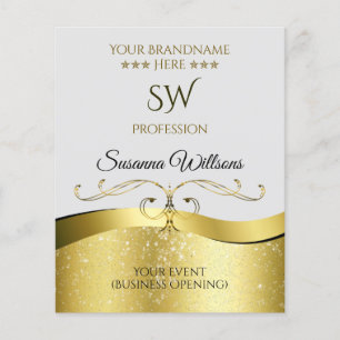 Noble Wavy Gold Decor on Light Gray Monogram Flyer