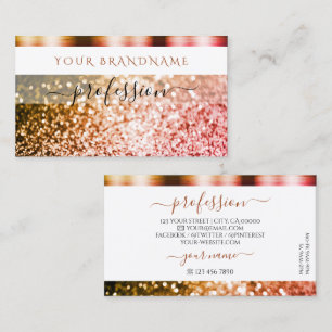 Noble White Orange Pink Sparkling Glitter Shimmery Business Card