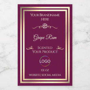 Noble Wine Red Product Label Gold Frame with Logo