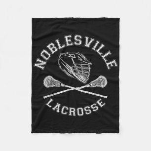 Noblesville Lacrosse Vintage Distressed Retro Lax Fleece Blanket