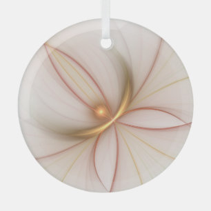 Nobly Copper And Gold Abstract Modern Fractal Art Glass Ornament