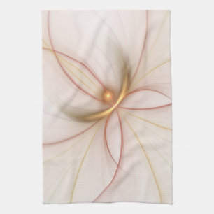 Nobly Copper And Gold Abstract Modern Fractal Art Kitchen Towel