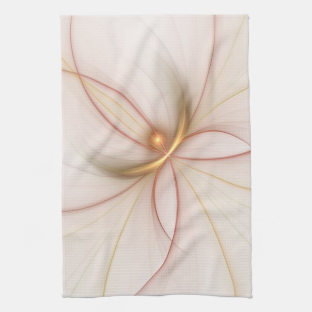 Nobly Copper And Gold Abstract Modern Fractal Art Kitchen Towel (Vertical)
