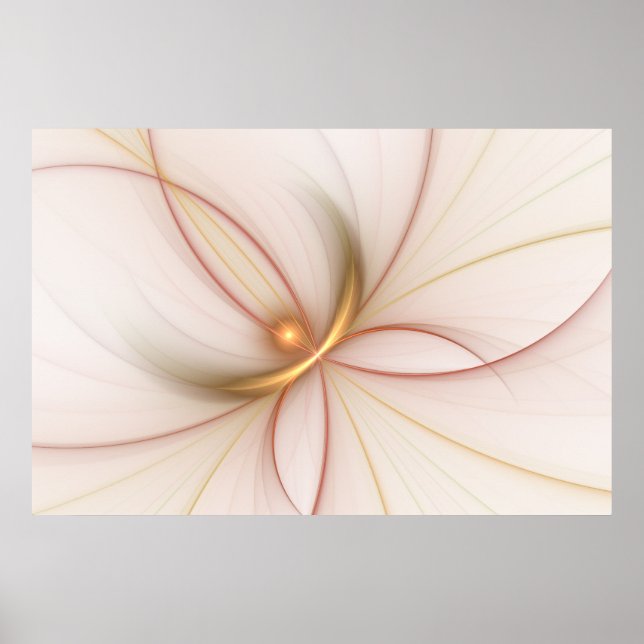 Nobly Copper And Gold Abstract Modern Fractal Art Poster (Front)