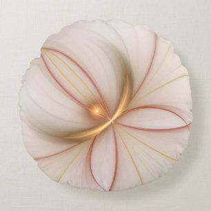 Nobly Copper And Gold Abstract Modern Fractal Art Round Pillow