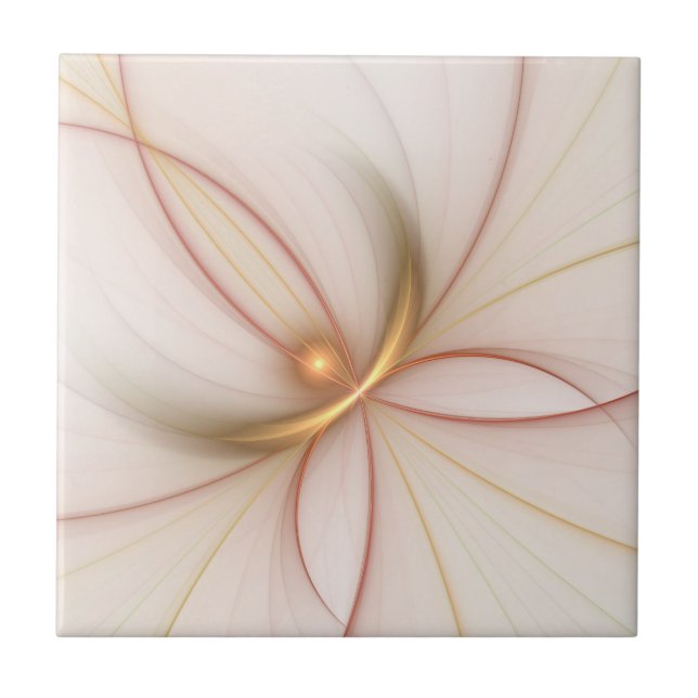 Nobly Copper And Gold Abstract Modern Fractal Art Tile (Front)