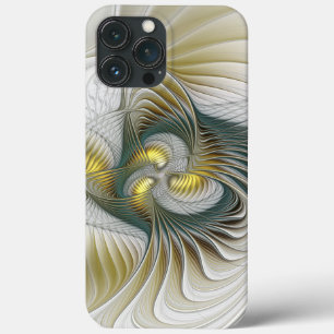 Nobly Golden Teal Abstract Fantasy Fractal Art iPhone 13 Pro Max Case