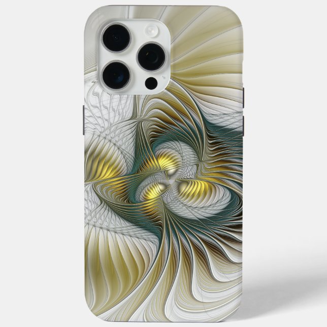 Nobly Golden Teal Abstract Fantasy Fractal Art Case-Mate iPhone Case (Back)
