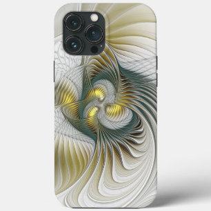 Nobly Golden Teal Abstract Fantasy Fractal Art iPhone 13 Pro Max Case