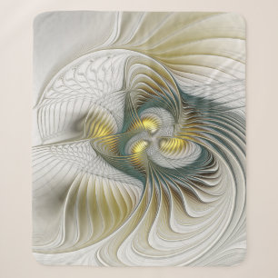 Nobly Golden Teal Abstract Fantasy Fractal Art Sherpa Blanket