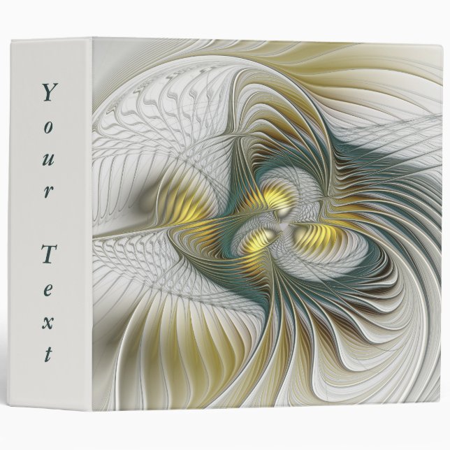 Nobly Golden Teal Abstract Fantasy Fractal Text Binder (Front/Spine)