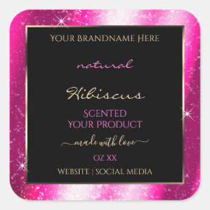 Nobly Hot Pink Sparkle Glitter Frame Product Label