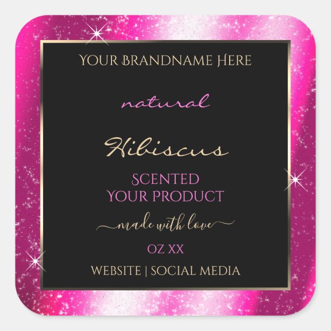 Nobly Hot Pink Sparkle Glitter Frame Product Label (Front)