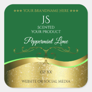 Nobly Wavy Gold Decor Dark Green Monogram Label