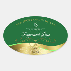 Nobly Wavy Gold Decor Dark Green Monogram Label