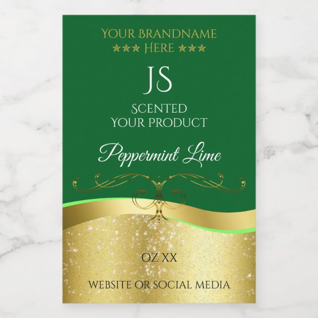 Nobly Wavy Gold Decor Dark Green Monogram Label (Single Label)