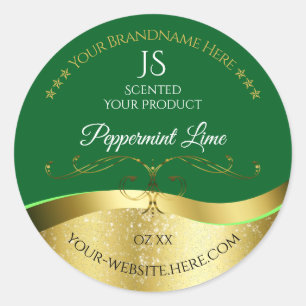 Nobly Wavy Gold Decor Dark Green Monogram Label