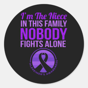 Nobody Fights Alone Alzheimerheimer's Awareness Classic Round Sticker