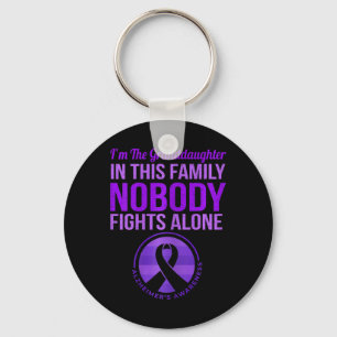 Nobody Fights Alone Alzheimerheimer's Awareness  Keychain