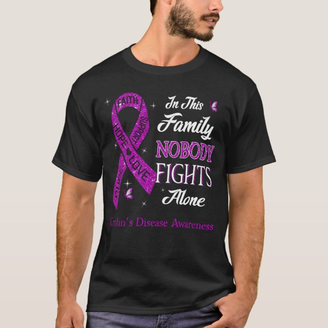 Nobody Fights Alone Crohn's Disease Awareness T-Shirt (Front)