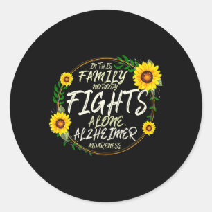 Nobody Fights Alone. Family Support. Alzheimer Awa Classic Round Sticker