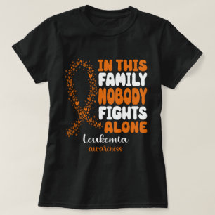 Nobody Fights Alone Heart Orange Ribbon Leukaemia T-Shirt