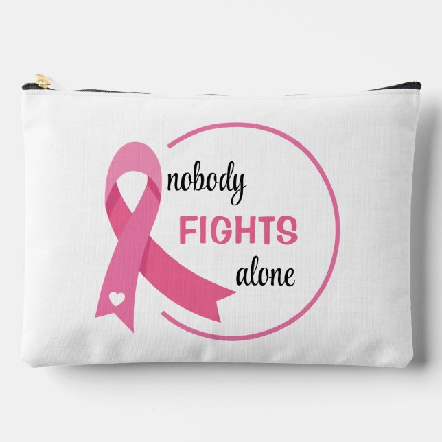 Nobody Fights Alone Pink Ribbon Accessory Pouch (Front)