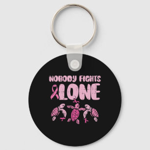 Nobody Fights Alone Turtles Pink Breast Cancer Awa Keychain