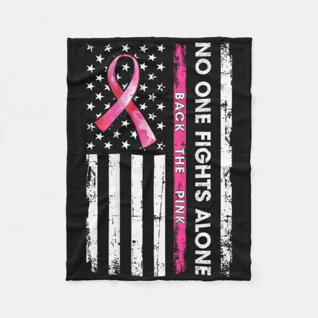 Nobody Fights Breast Cancer Alone Ck The Pink Ribb Fleece Blanket (Front)