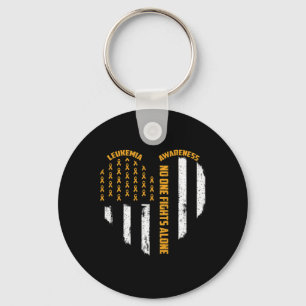 Nobody Fights Usa Flag Heart Alone Leukaemia Aware Keychain