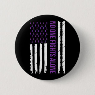 Nobody Fligt Alone Purple Ribbon Heimerheimer's Aw 2 Inch Round Button