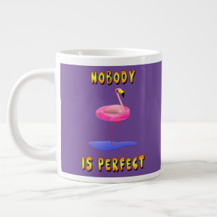 Nobody is perfect - flamingo with swimming ring large coffee mug