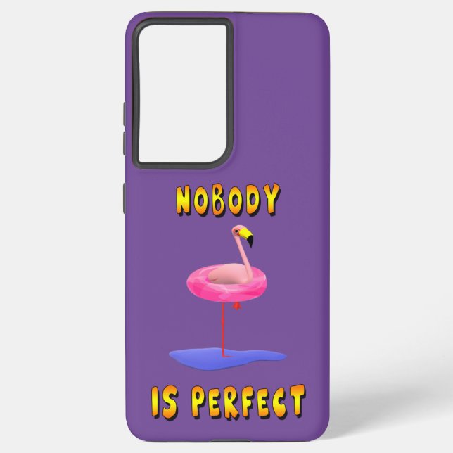 Nobody is perfect - flamingo with swimming ring samsung galaxy s21 ultra case (Back)