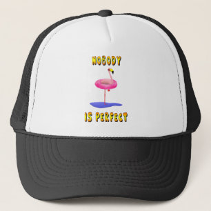 Nobody is perfect - flamingo with swimming ring trucker hat