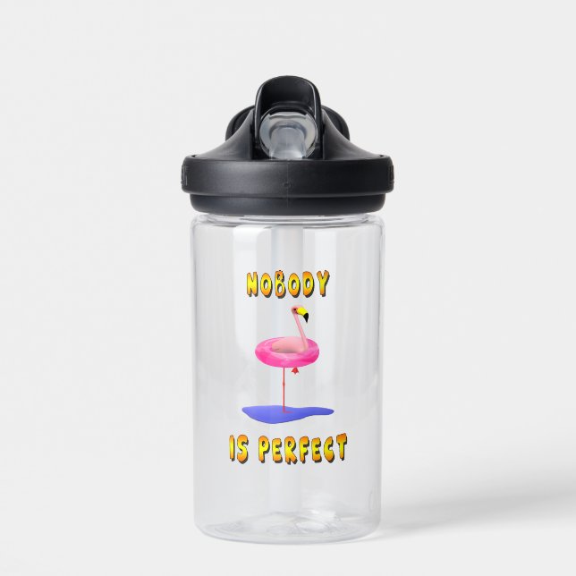 Nobody is perfect - flamingo with swimming ring water bottle (Front)