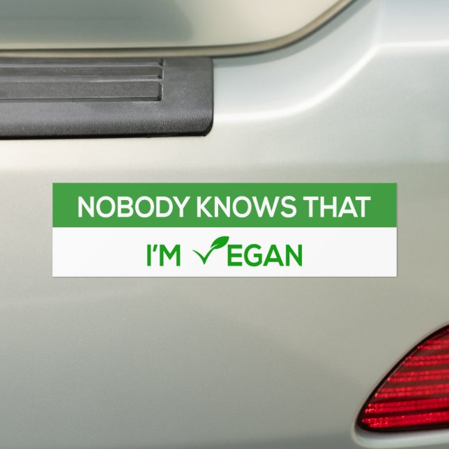 nobody knows that i'm vegan bumper sticker (On Car)