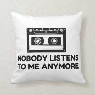 Nobody Listens Cassette Throw Pillow