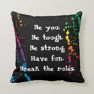 [Nobody Remembers Good Girl] Paint Splatter Black Throw Pillow