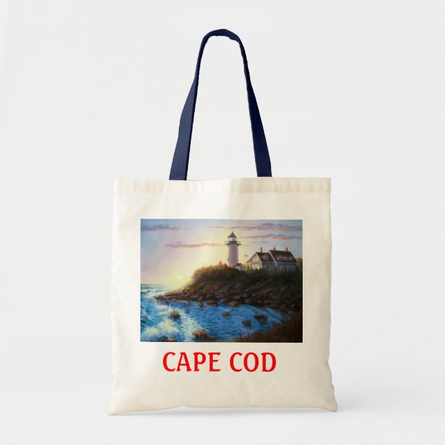 Nobska Lighthouse Cape Cod Massachusetts Tote Bag (Front)