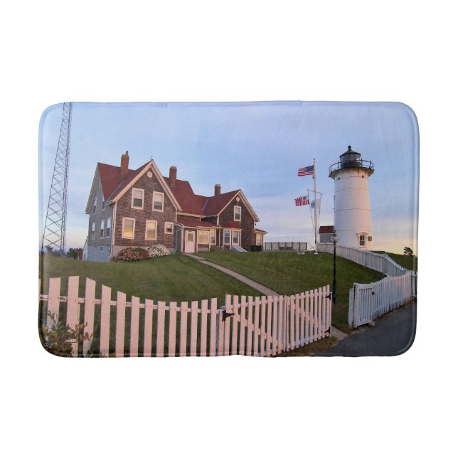 Nobska Point Lighthouse, Cape Cod Massachusetts Bath Mat (Front)