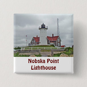 Nobska Point Lighthouse Series 2 Inch Square Button