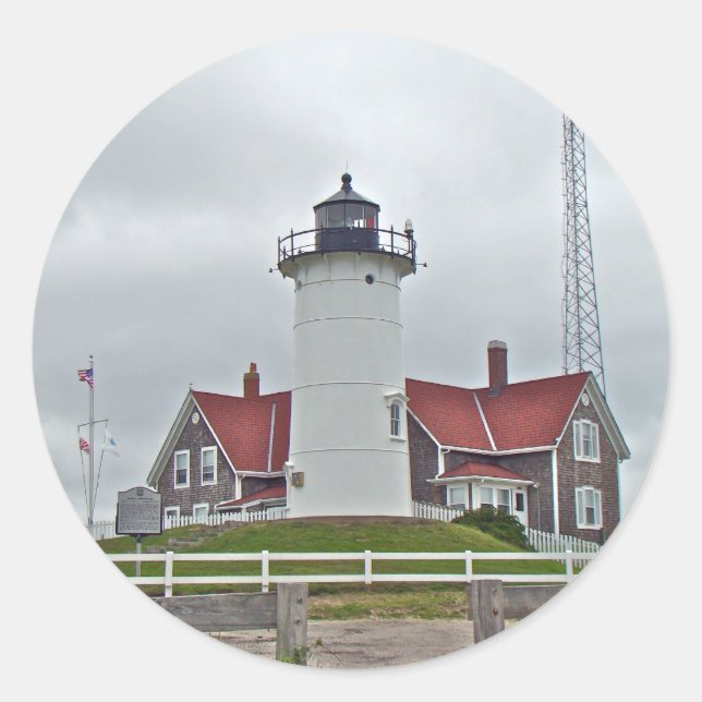 Nobska Point Lighthouse Series Classic Round Sticker (Front)
