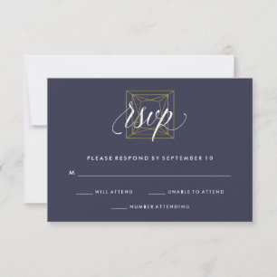 Noces de diamant géométriques RSVP d'or sur le