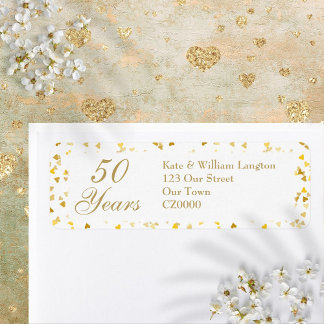Noces d'or Confettis de cœurs dorés pour 50 ans de