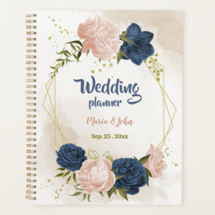 Noces navy et fleurs verdure blush