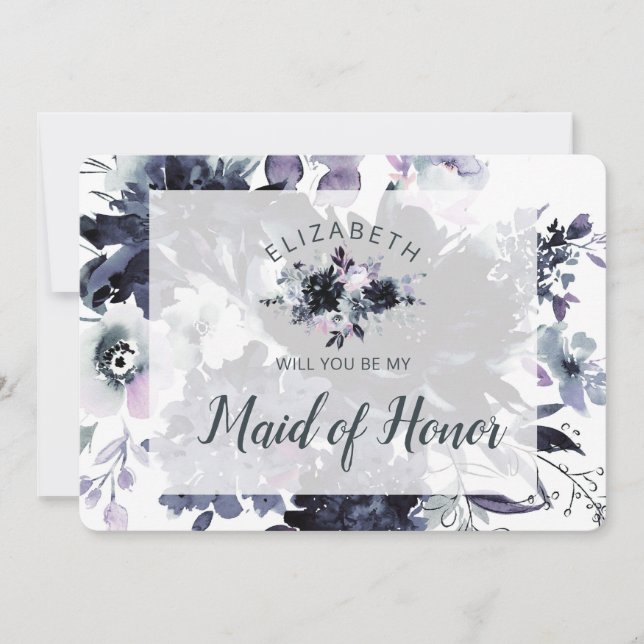 Nocturnal Floral Be My Maid of Honour Proposal Car (Front)