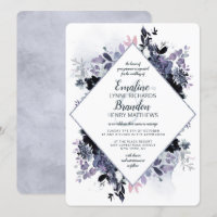 Nocturnal Floral Dusty Blue Diamond Frame Wedding